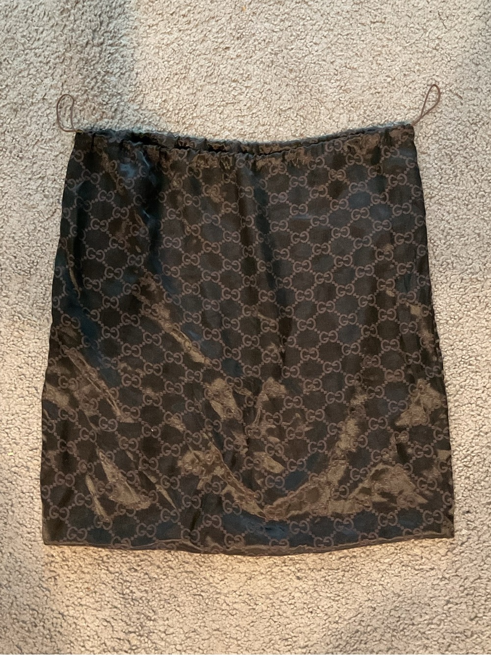 Gucci Logo Monogram Brown Satin Dust Bag Drawstring Shoes Purse Storage Y2K